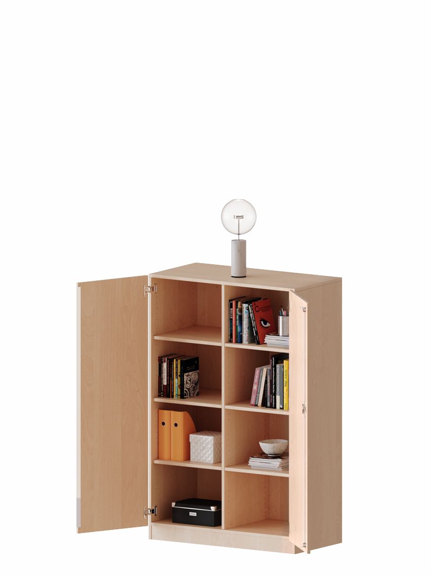 Schrank zweitürig 4 OH, mit MW, 2 Breiten, 4 Dekore